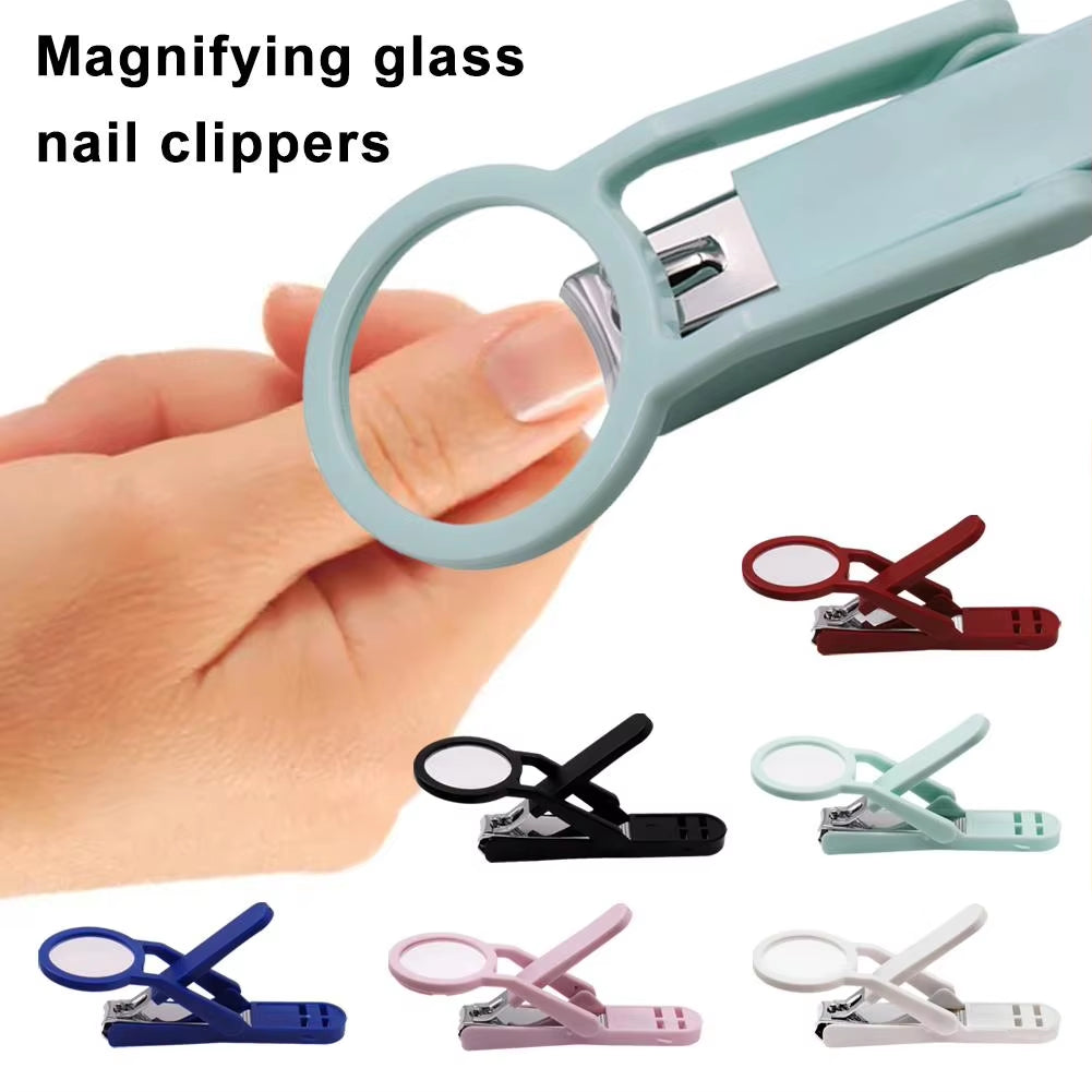 Stainless Steel Nail Clipper with Magnifying Glass for Seniors - Practical Anti-Splash Beauty Tool and Gift