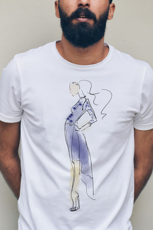 MB T-Shirt Croquis : Femme en bleu